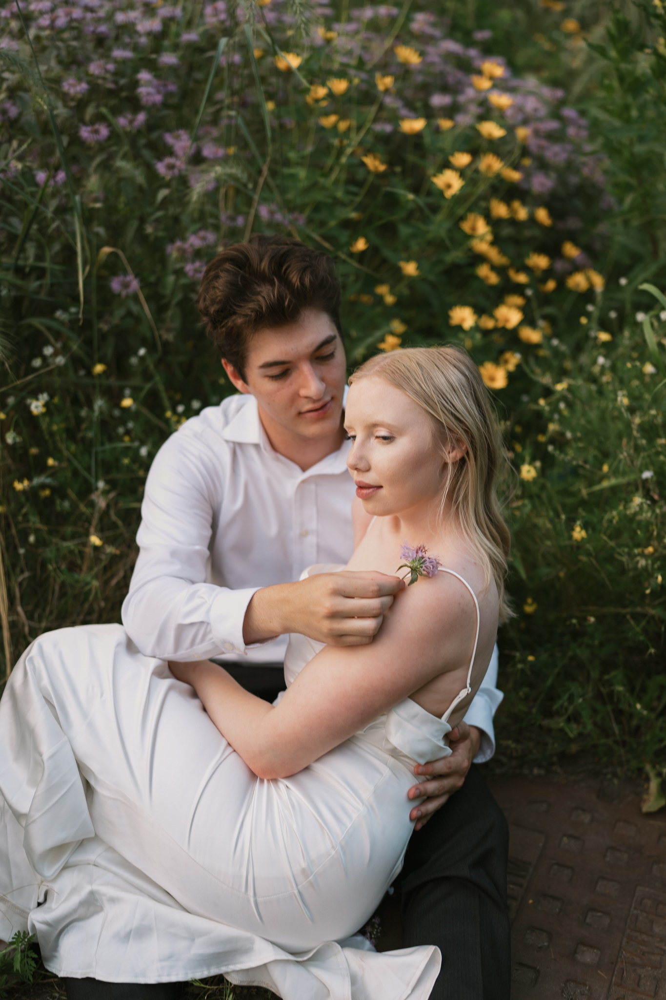 couple embrace each other during elopement