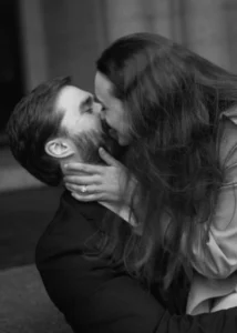 Close-up of bride and groom sharing a joyful kiss during their Saint Paul elopement