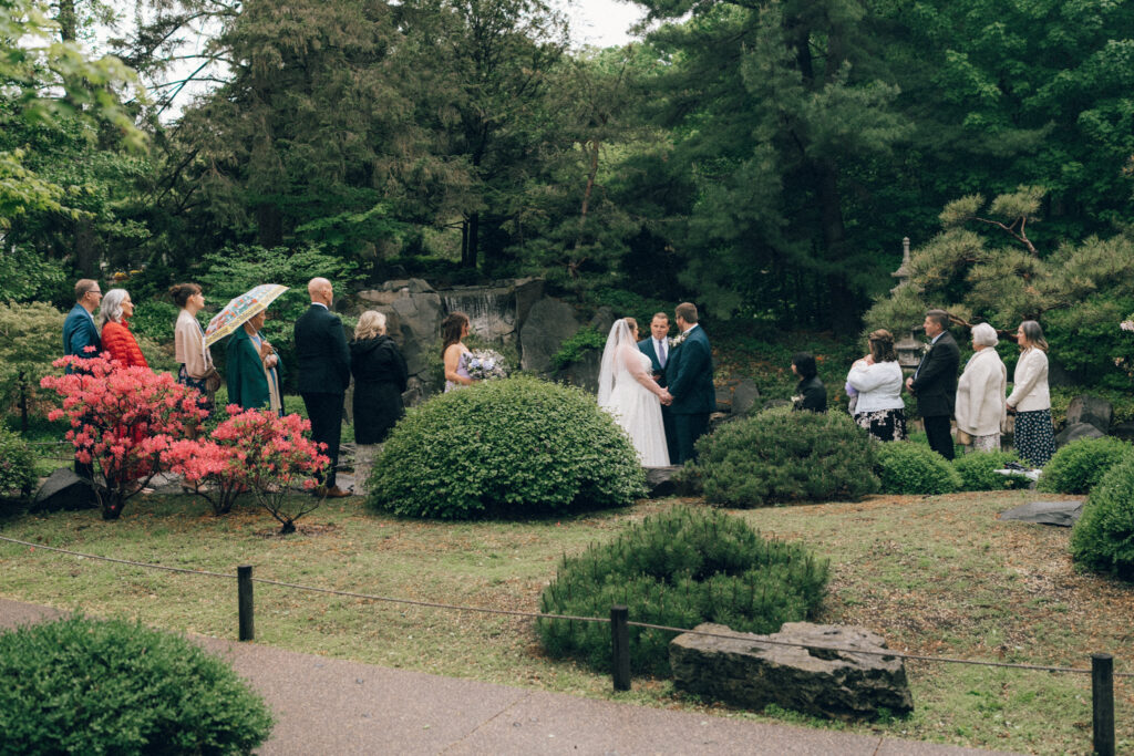 bride and groom read their vows during their ceremony